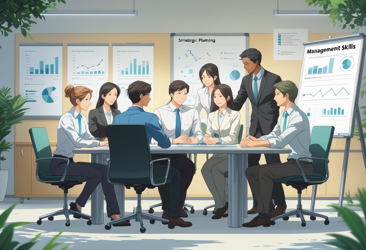 A group of business professionals engaged in a thoughtful discussion around a conference table, emphasizing collaboration and understanding in a modern office setting.